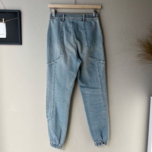 Retrofete Myla Acidwash High Rise Tapered Light Denim Jogger Jeans Size 24 - Picture 9 of 12
